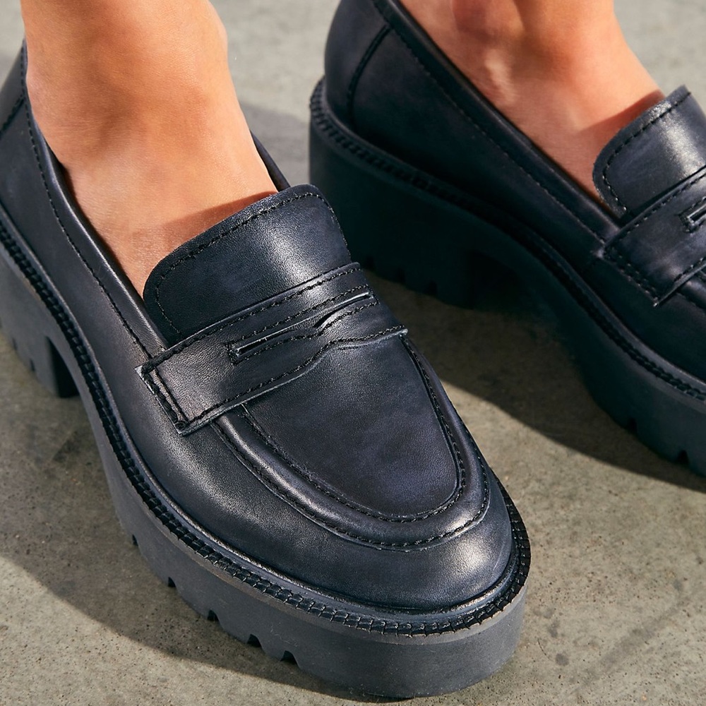 COPY - COPY - Free People Decker Penny Loafers NEW- black leather